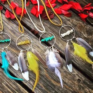 Feather ring necklace